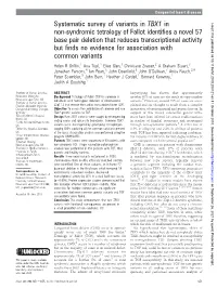 Systematic Survey of Variants in TBX1 in Non-Syndromic Tetralogy of Fallot