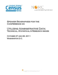 Utilizing Administrative Data: Technical, Statistical & Research Issues