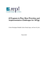 A Program in Flux: New Priorities and Implementation Challenges for 287(G)