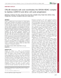 CRL4B Interacts with and Coordinates the SIN3A-HDAC Complex To