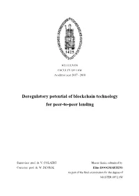 Deregulatory Potential of Blockchain Technology for Peer-To-Peer Lending