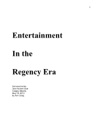 Entertainment in the Regency