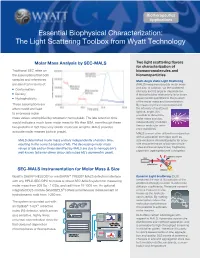 Essential Biophysical Characterization: the Light Scattering Toolbox from Wyatt Technology