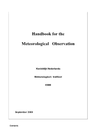 Handbook for the Meteorological Observation