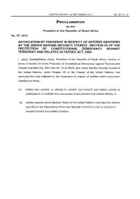 Protection of Constitutional Democracy Against Terrorist and Related Activities Act, 2004 (Act No