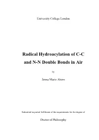 Radical Hydroacylation of C-C and N-N Double Bonds in Air