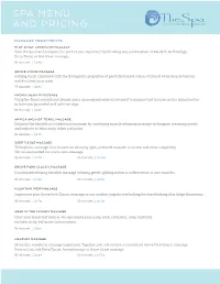 Spa Menu and Pricing