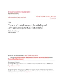 The Use of Eosin B to Assess the Viability and Developmental Potential of Rat Embryos " (1988)