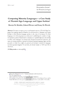 Comparing Minority Languages – a Case Study of Flemish Sign Language and Upper Sorbian1