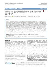Complete Genome Sequence of Halomonas Sp. R5-57 Adele Williamson1* , Concetta De Santi1, Bjørn Altermark1, Christian Karlsen1,2 and Erik Hjerde1