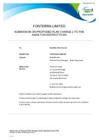 Fonterra Limited Submission on Proposed Plan Change 2 to the Hamilton District Plan