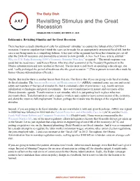 Revisiting Stimulus and the Great Recession