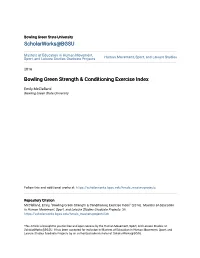 Bowling Green Strength & Conditioning Exercise Index