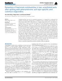 Dynamics of Bacterial Communities in Two Unpolluted Soils After Spiking with Phenanthrene: Soil Type Speciﬁc and Common Responders