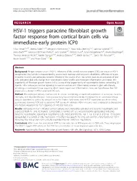 HSV-1 Triggers Paracrine Fibroblast Growth Factor Response from Cortical