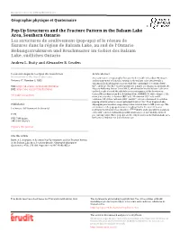 Pop-Up Structures and the Fracture Pattern in the Balsam Lake Area