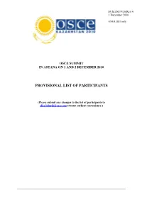 Provisional List of Participants