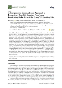 A Compressive-Sensing-Based Approach to Reconstruct Regolith Structure from Lunar Penetrating Radar Data at the Chang’E-3 Landing Site