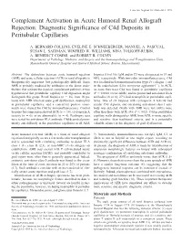 Complement Activation in Acute Humoral Renal Allograft Rejection: Diagnostic Significance of C4d Deposits in Peritubular Capillaries