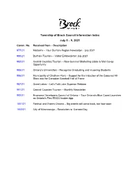 Council Information Index July 5 – 9, 2021 Comm
