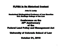 FLPMA in Its Historical Context