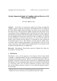 On the Numerical Study of Capillary-Driven Flow in a 3-D Microchannel Model