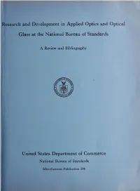 Research and Development in Applied Optics and Optical Glass at The