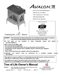 Tree of Life Owner's Manual Installer: After Installation Give This Manual to the Home-Owner and Explain Operation of This Heater