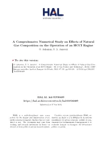 A Comprehensive Numerical Study on Effects of Natural Gas Composition on the Operation of an HCCI Engine O