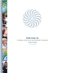 Apollo Group, Inc. Playing a Vital Role in Educating the World