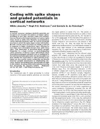 Coding with Spike Shapes and Graded Potentials in Cortical Networks Mikko Juusola,1* Hugh P.C