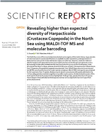 (Crustacea:Copepoda) in the North Sea Using MALDI-TOF MS