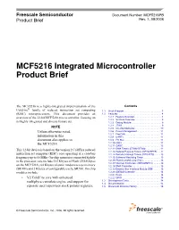 Freescale Semiconductor Document Number: MCF5216PB Product Brief Rev