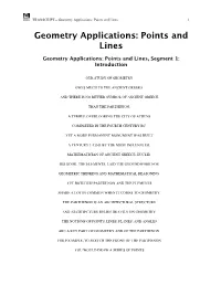 Geometry Applications: Points and Lines 1