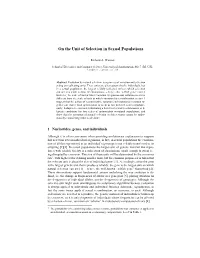 On the Unit of Selection in Sexual Populations