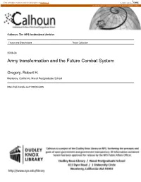 Army Transformation and the Future Combat System