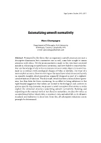 Axiomatizing Umwelt Normativity
