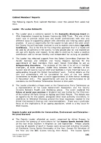 Cabinet Member Question Time Report