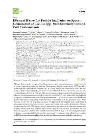 Effects of Heavy Ion Particle Irradiation on Spore Germination of Bacillus