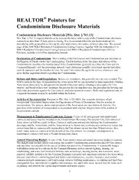 Pointers for Condominium Disclosure Materials
