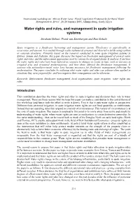 Water Rights and Rules, and Management in Spate Irrigation Systems