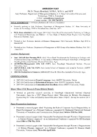 ANIRUDDH VIJAY Ph.D. Thesis Sbmitted, M.Phil., M.B.A. and NET Asst