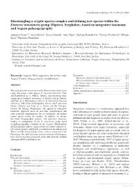 Diptera: Syrphidae), Based on Integrative Taxonomy and Aegean Palaeogeography