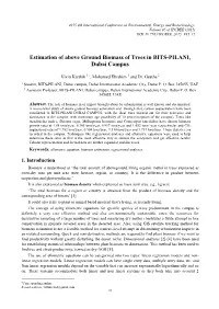 Estimation of Above Ground Biomass of Trees in BITS-PILANI, Dubai Campus