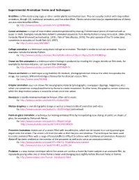 Experimental Animation Terms and Techniques