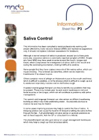 Information on Saliva Control