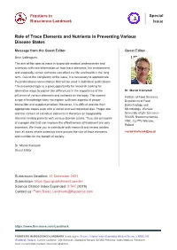 Role of Trace Elements and Nutrients in Preventing Various Disease States