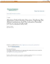 Attention Deficit Identity Discourse: Exploring the Ableist Limitations and the Liberative Potential of the Onc Tested Adhd Self Nathan T