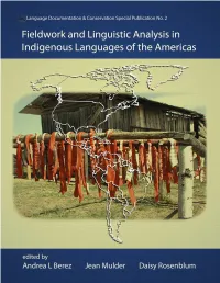 Fieldwork and Linguistic Analysis in Indigenous Languages of the Americas