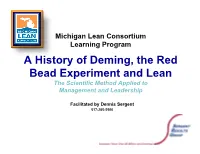 MLC History of Deming & Red Bead Experiment